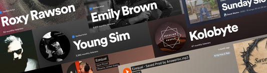 a collage of LDS artist names from Spotify screenshots