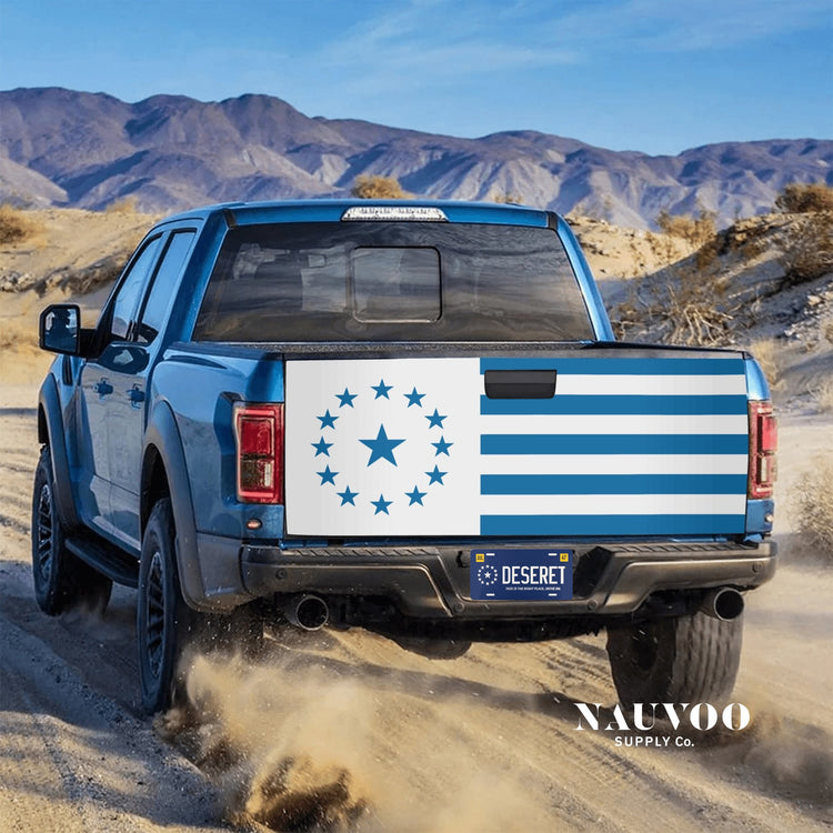 Deseret flag truck decal on Nauvoo Supply Co