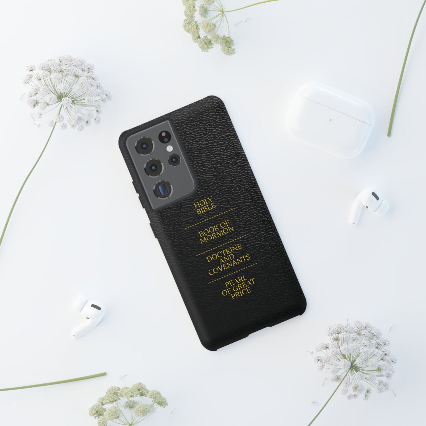 LDS Scriptures Black Leather Quad Magnetic Phone Case – iPhone, Android
