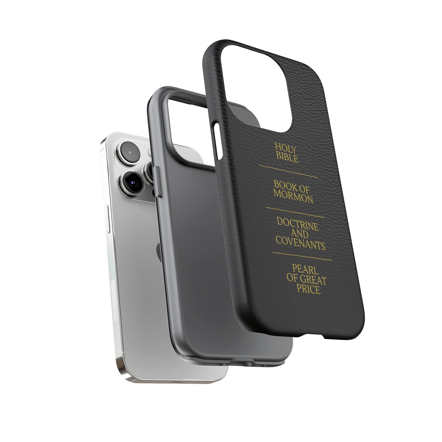 LDS Scriptures Black Leather Quad Magnetic Phone Case – iPhone, Android