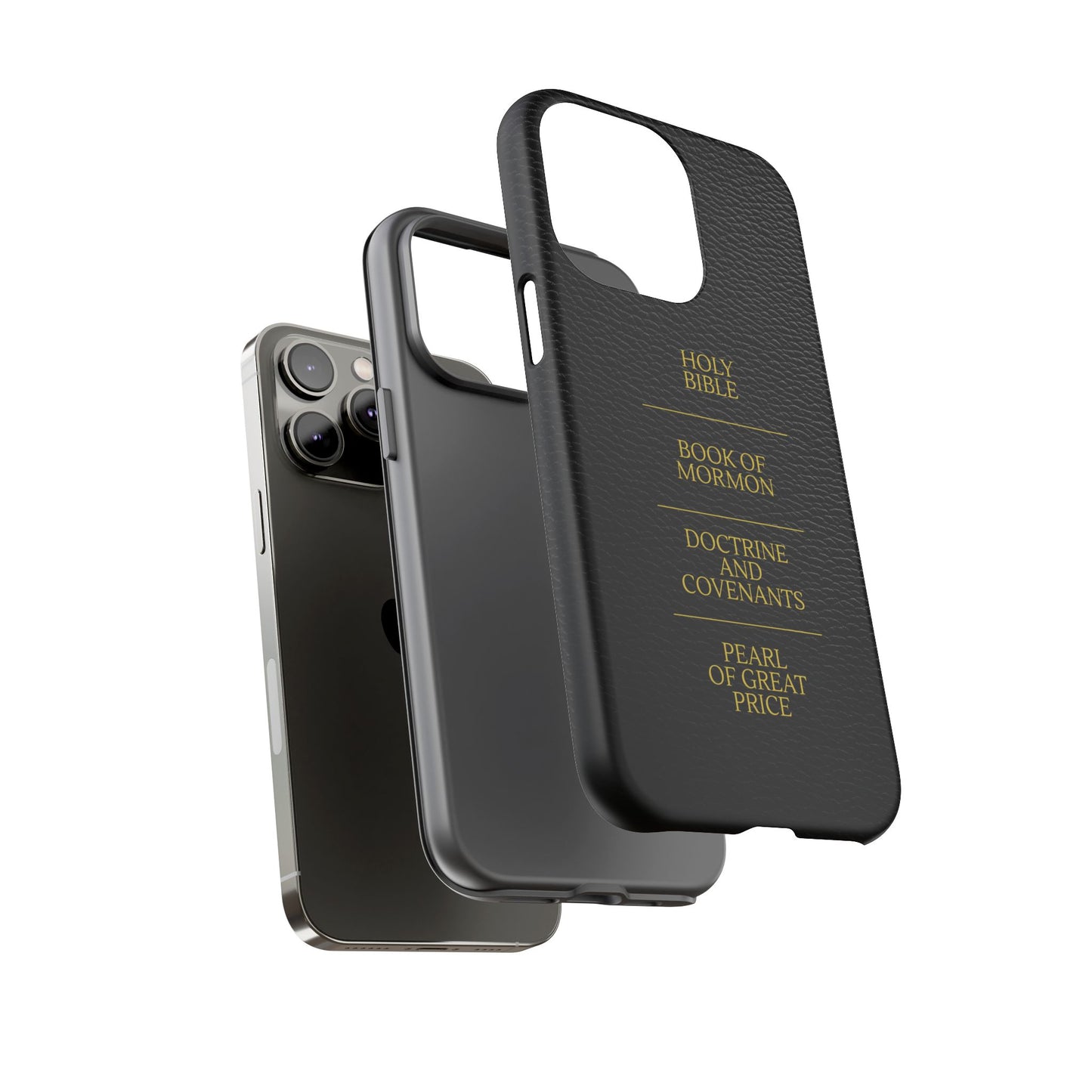 LDS Scriptures Black Leather Quad Magnetic Phone Case – iPhone, Android
