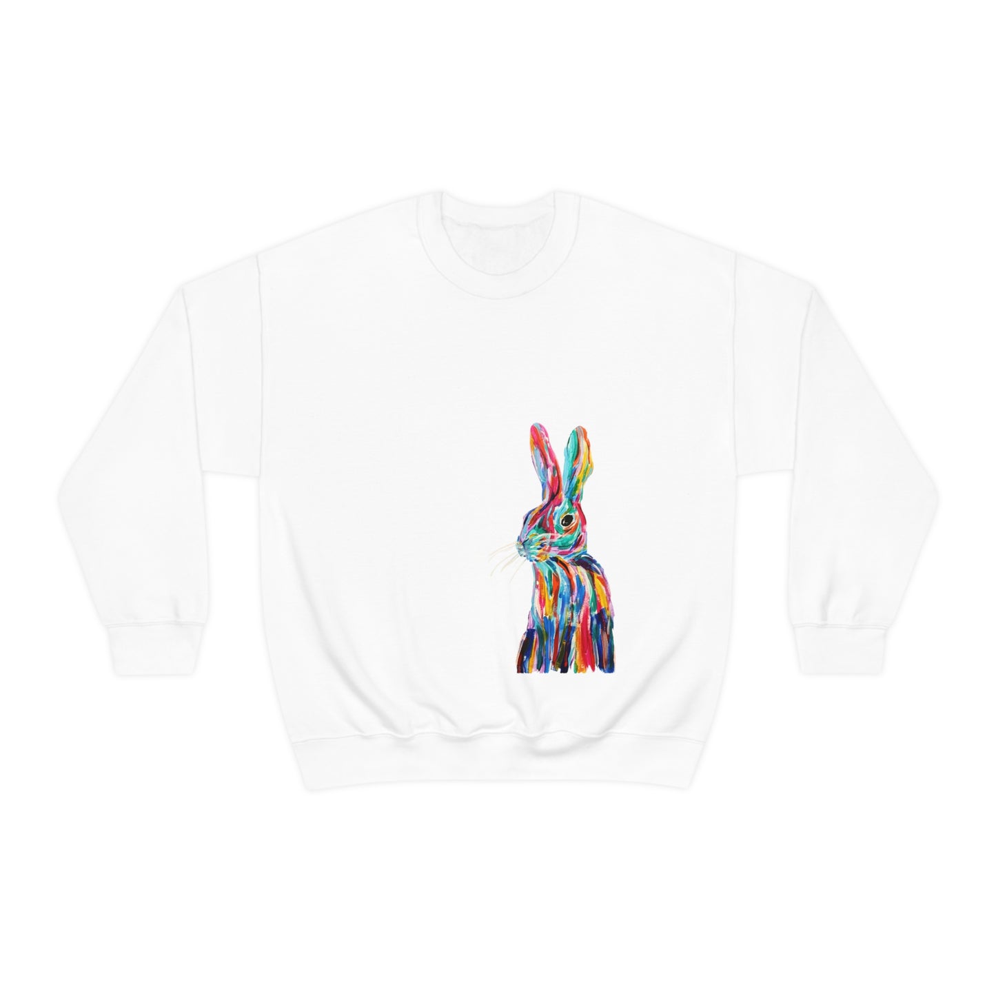 Hand Painted Pop Color Bunny Rabbit Sweatshirt by Madness and Clarity