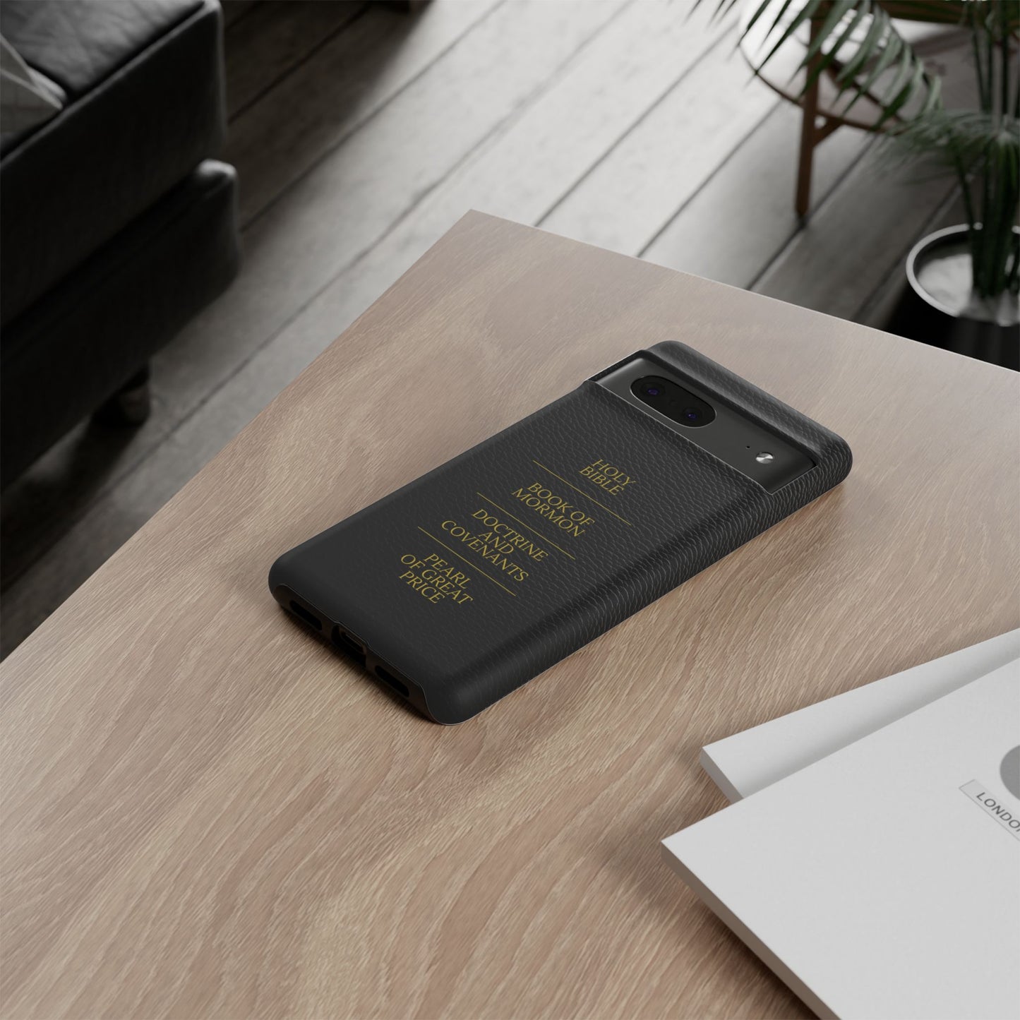 LDS Scriptures Black Leather Quad Magnetic Phone Case – iPhone, Android