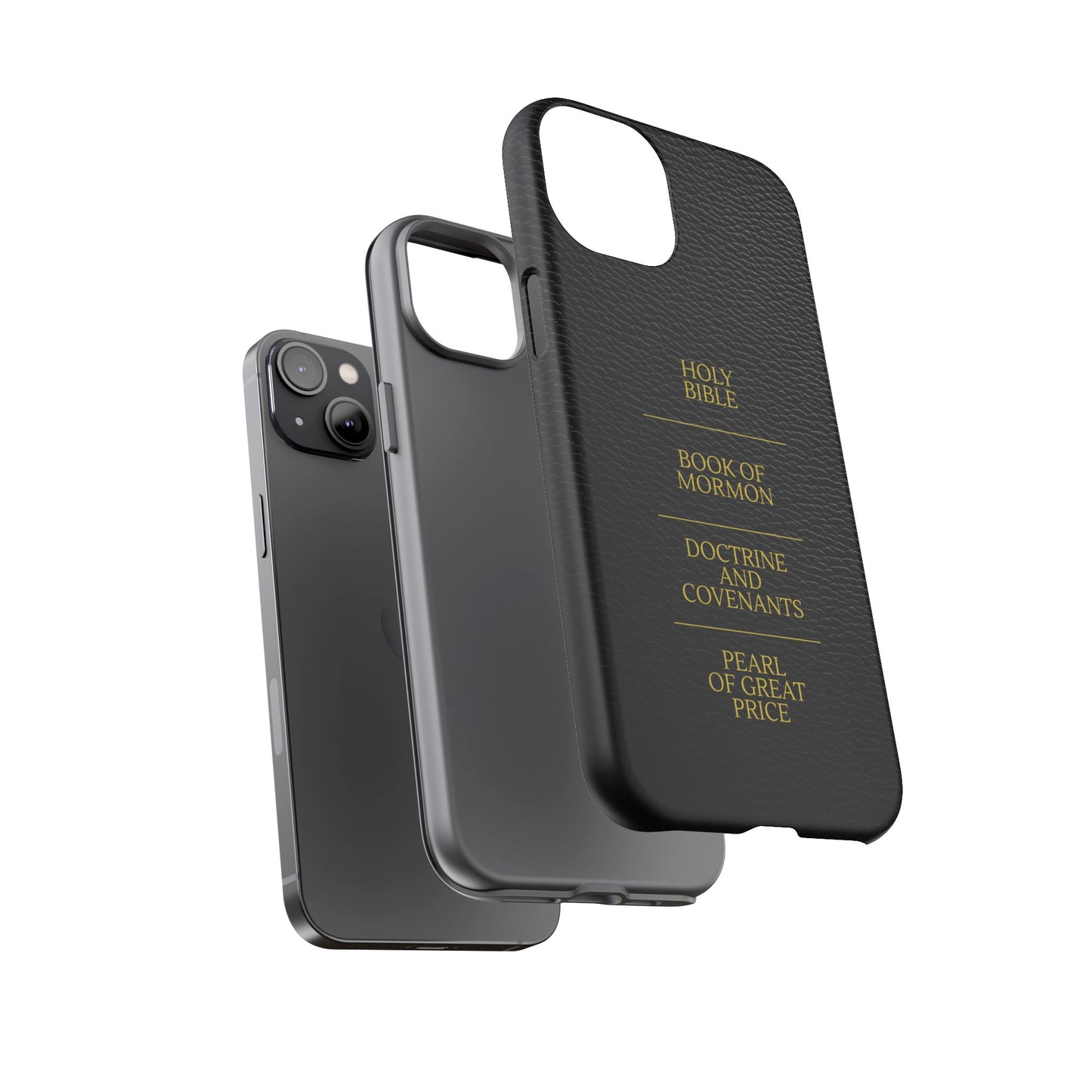 LDS Scriptures Black Leather Quad Magnetic Phone Case – iPhone, Android