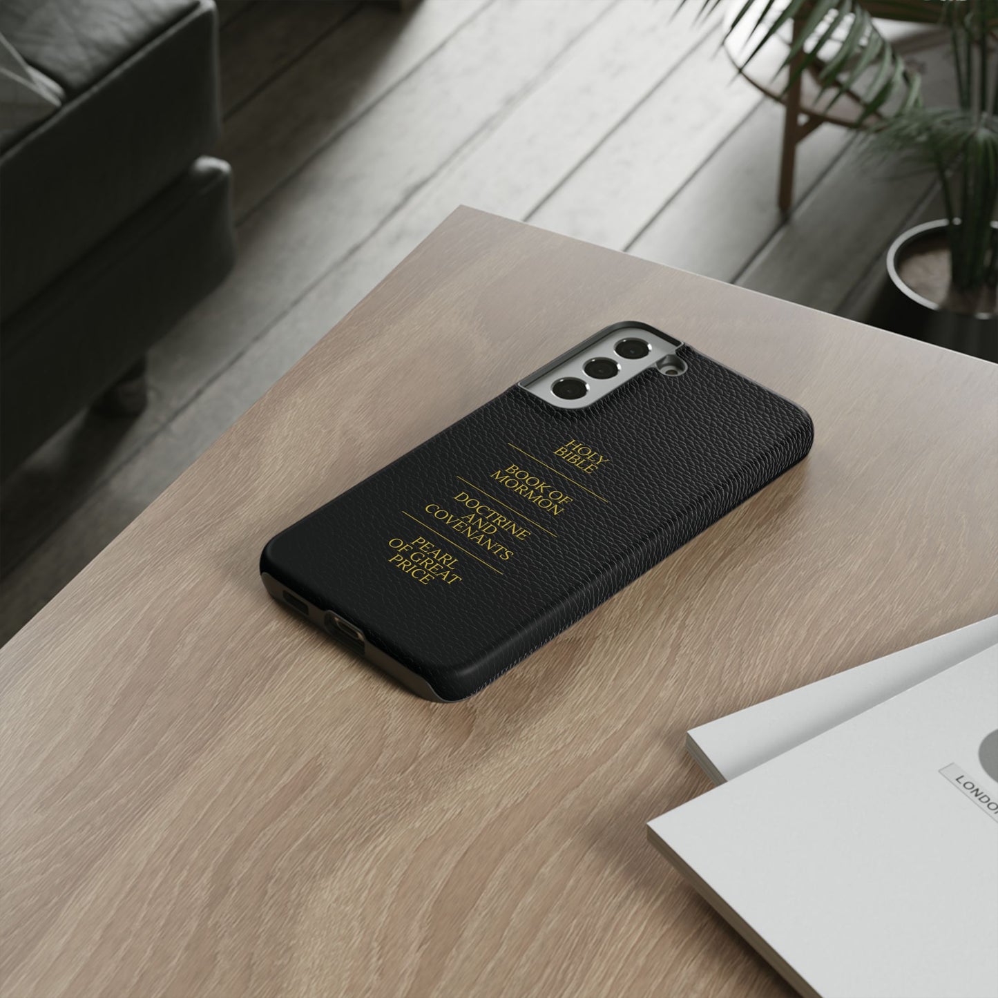 LDS Scriptures Black Leather Quad Magnetic Phone Case – iPhone, Android