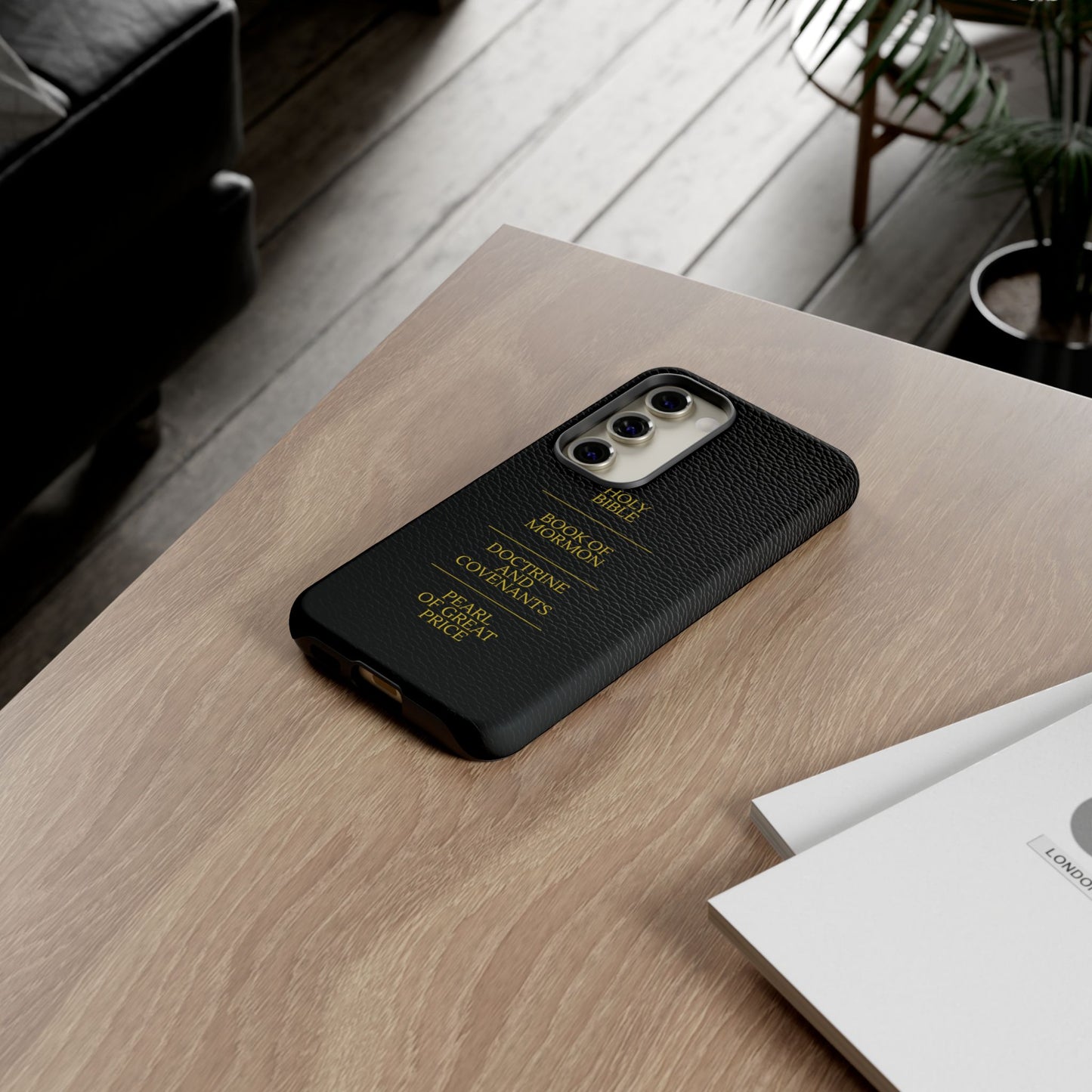 LDS Scriptures Black Leather Quad Magnetic Phone Case – iPhone, Android
