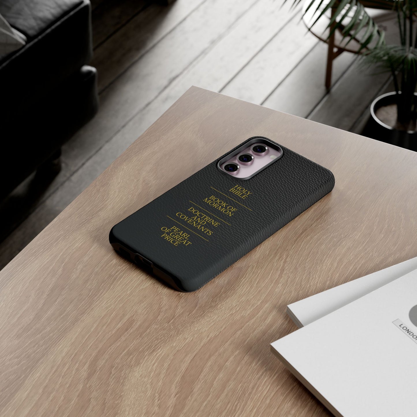 LDS Scriptures Black Leather Quad Magnetic Phone Case – iPhone, Android
