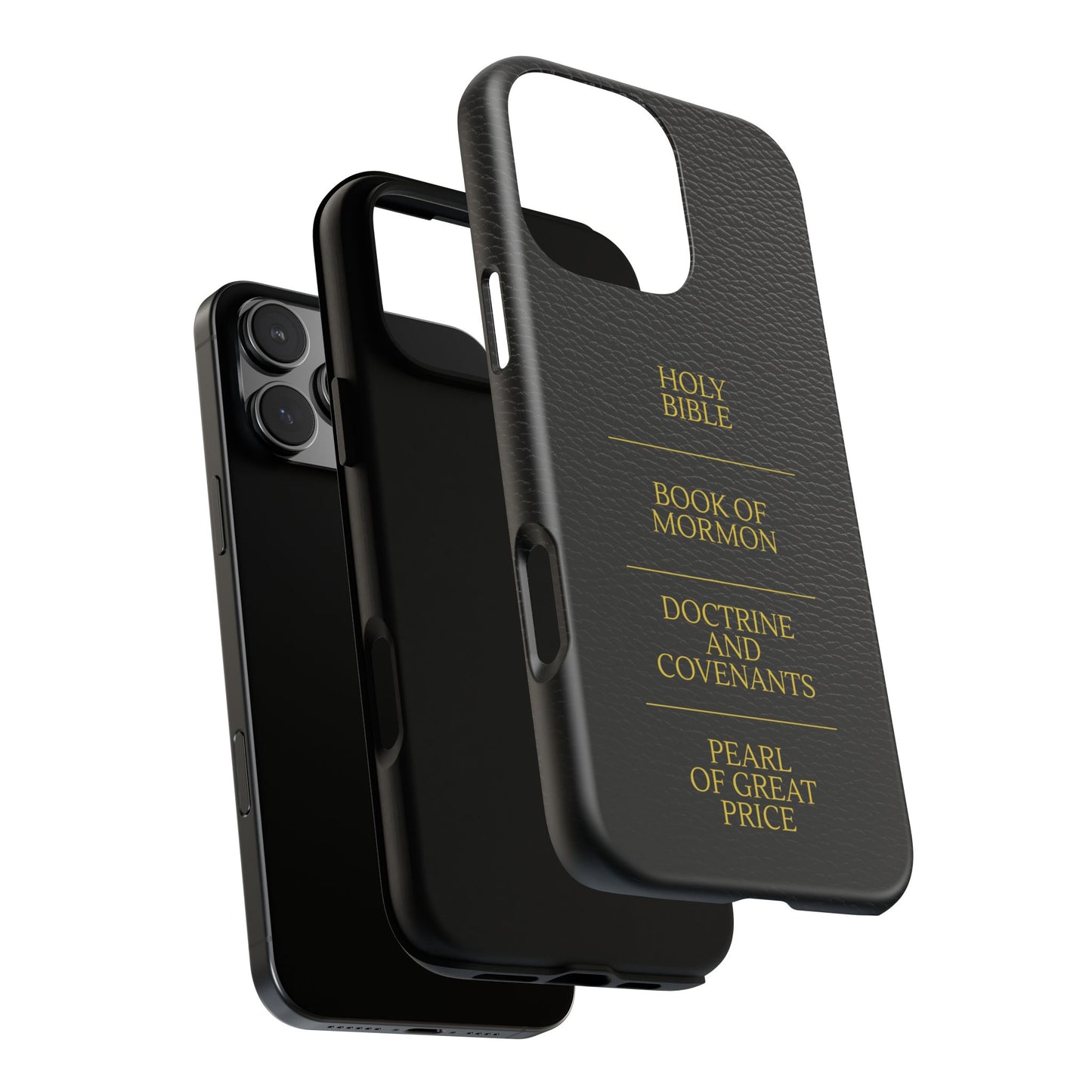 LDS Scriptures Black Leather Quad Magnetic Phone Case – iPhone, Android