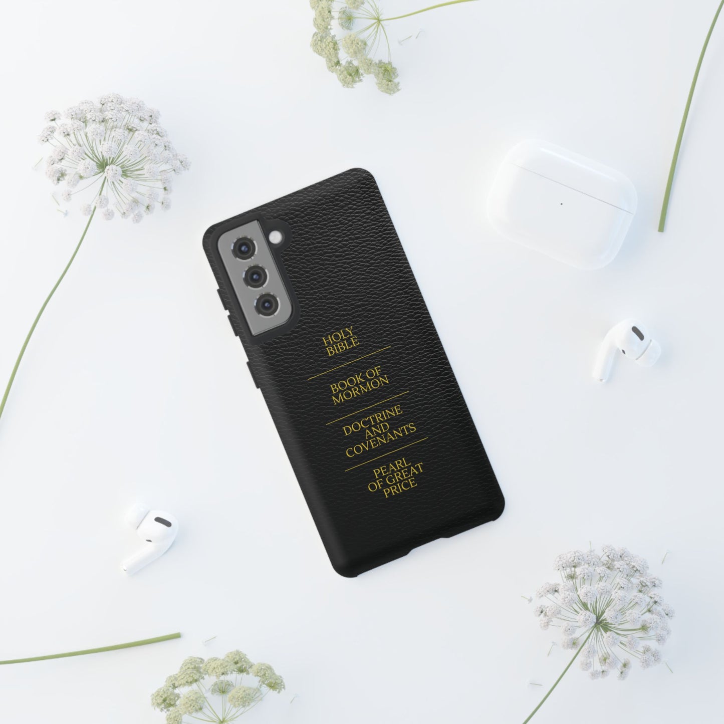 LDS Scriptures Black Leather Quad Magnetic Phone Case – iPhone, Android