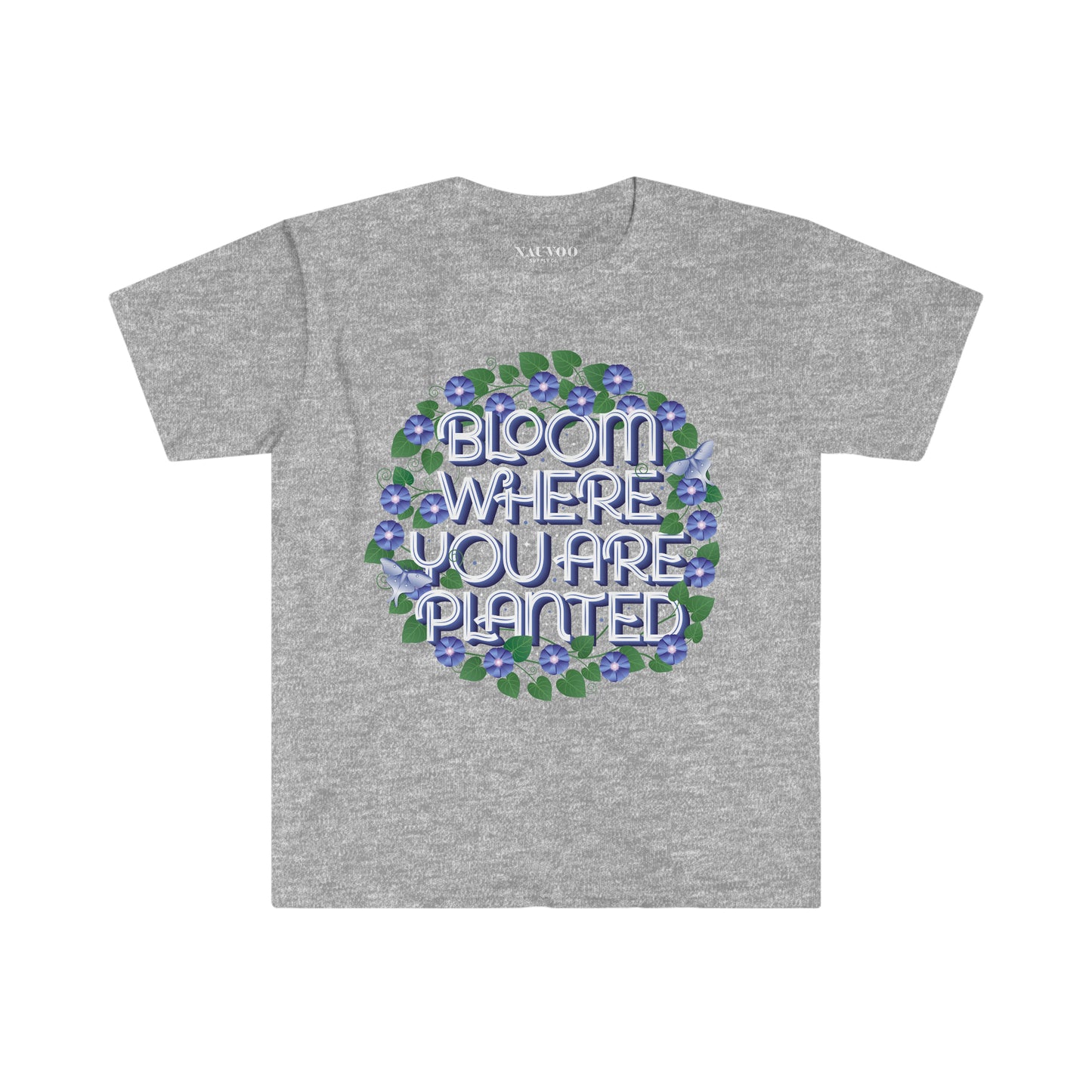 Floral Shirt With Luna Moth and Purple Morning Glories