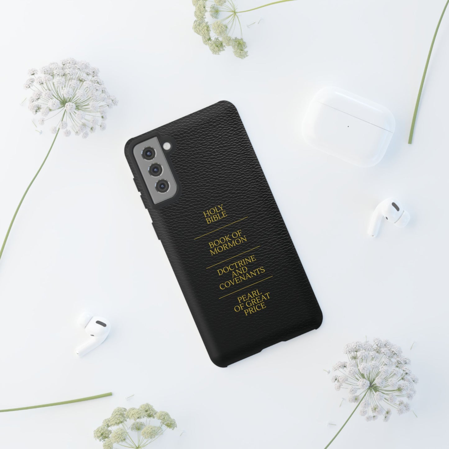 LDS Scriptures Black Leather Quad Magnetic Phone Case – iPhone, Android