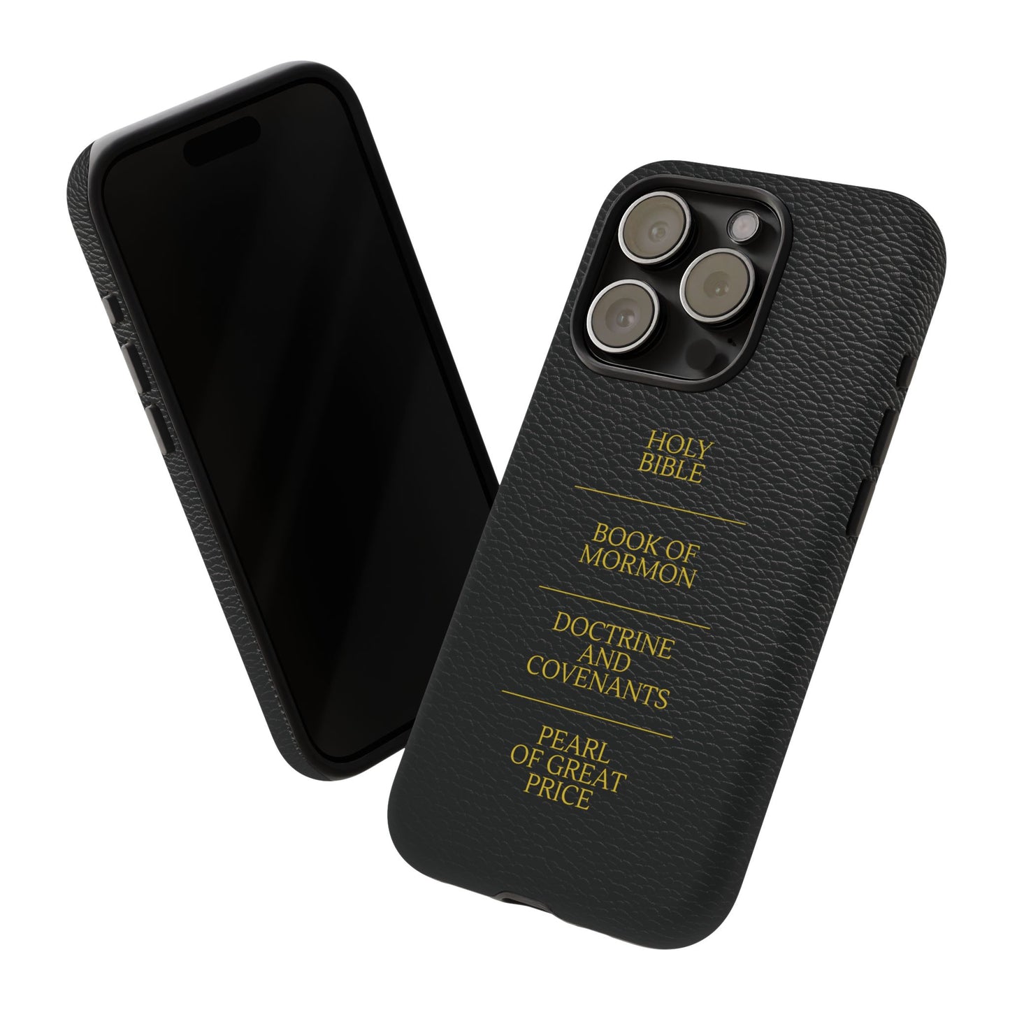 LDS Scriptures Black Leather Quad Magnetic Phone Case – iPhone, Android