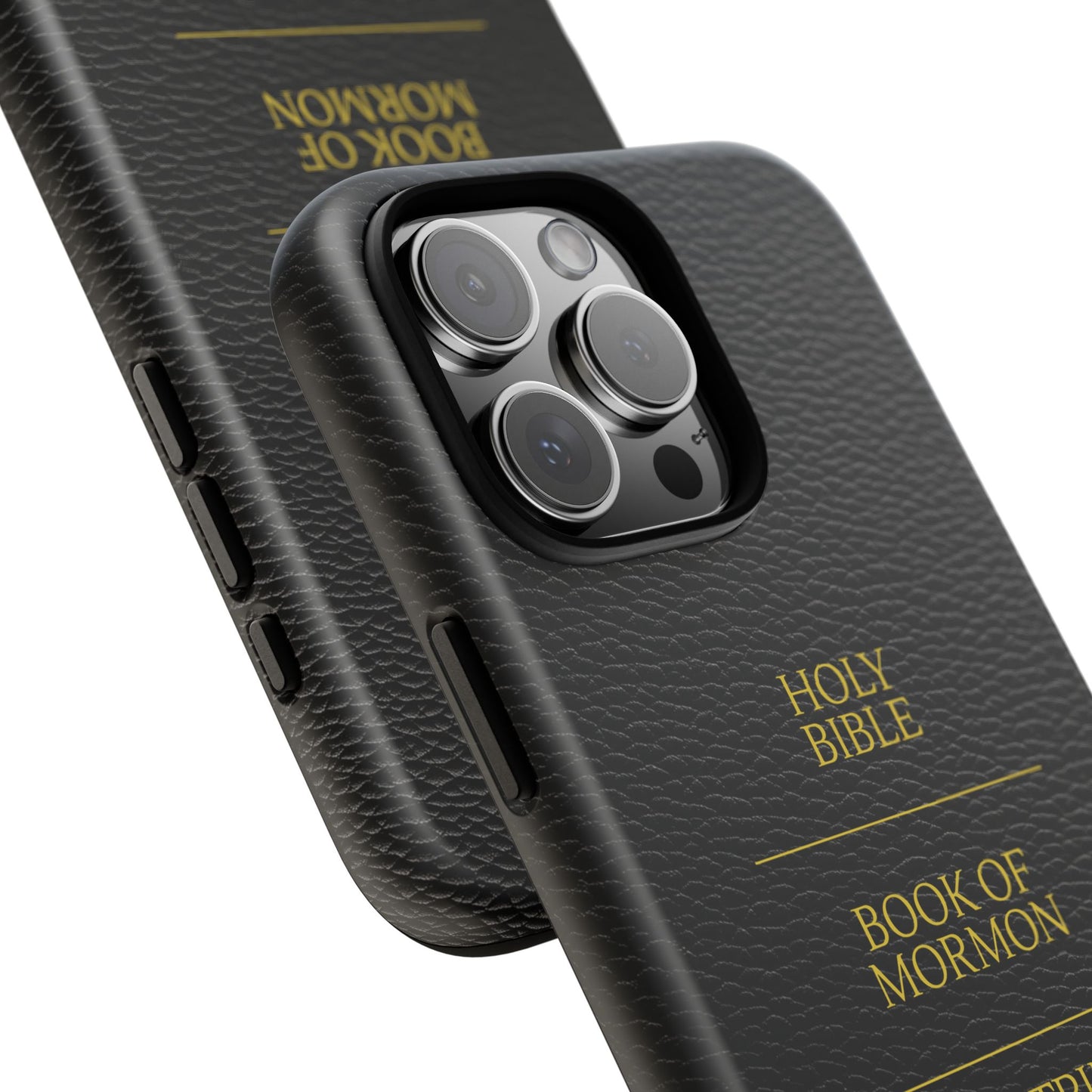 LDS Scriptures Black Leather Quad Magnetic Phone Case – iPhone, Android