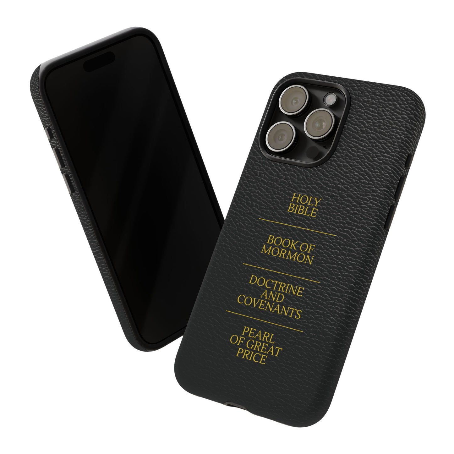 LDS Scriptures Black Leather Quad Magnetic Phone Case – iPhone, Android