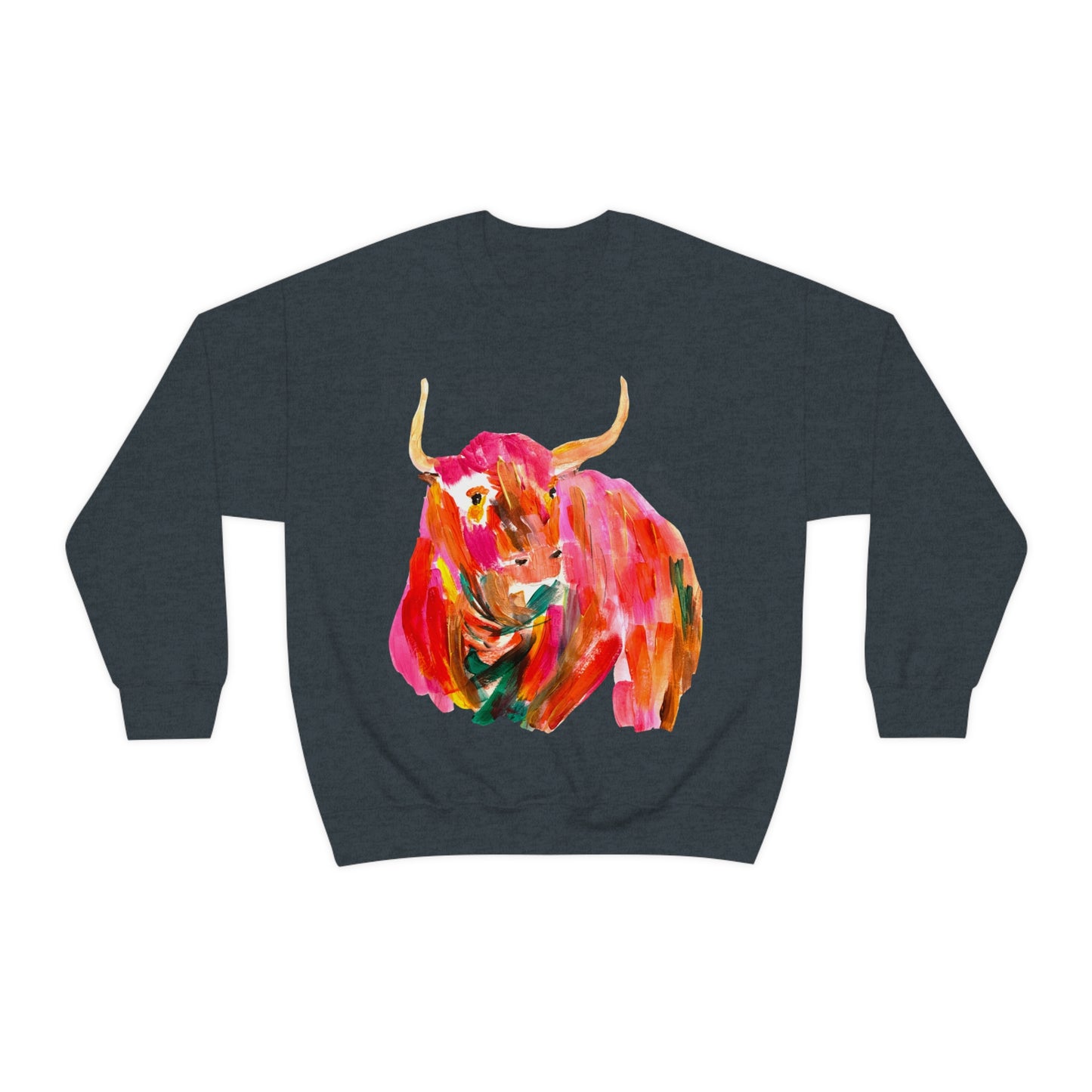 Sweatshirt - Hand Painted Red Desert Bull with Pop Color by Madness and Clarity