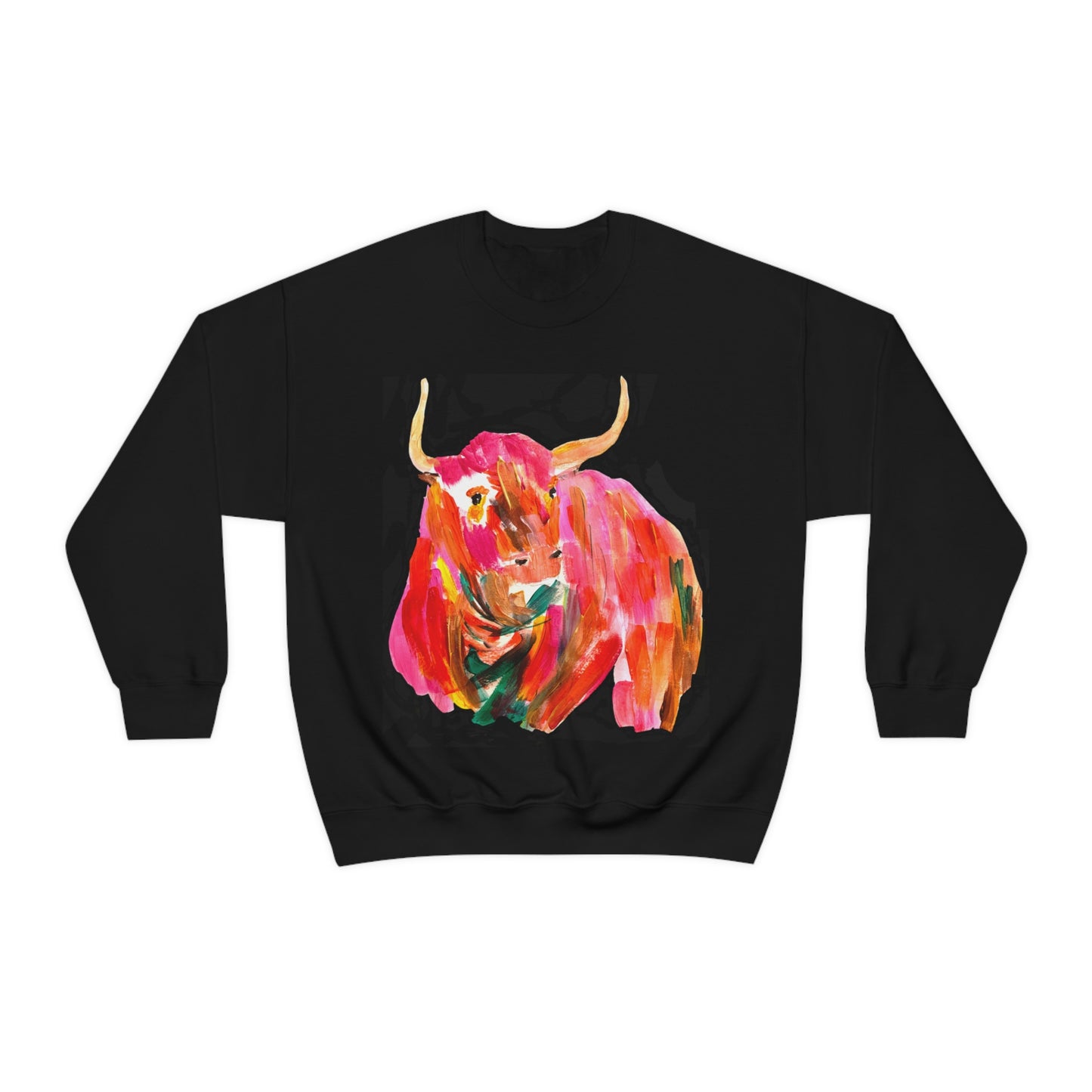 Sweatshirt - Hand Painted Red Desert Bull with Pop Color by Madness and Clarity