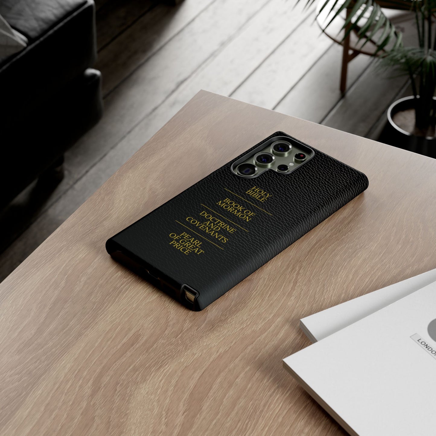 LDS Scriptures Black Leather Quad Magnetic Phone Case – iPhone, Android