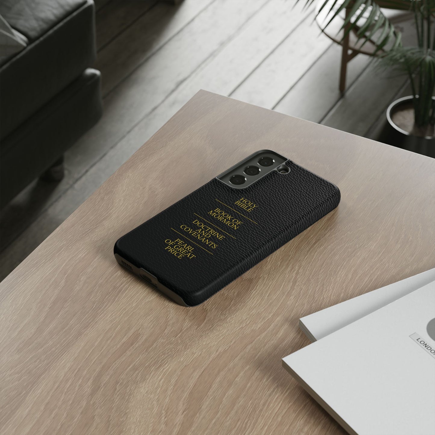 LDS Scriptures Black Leather Quad Magnetic Phone Case – iPhone, Android