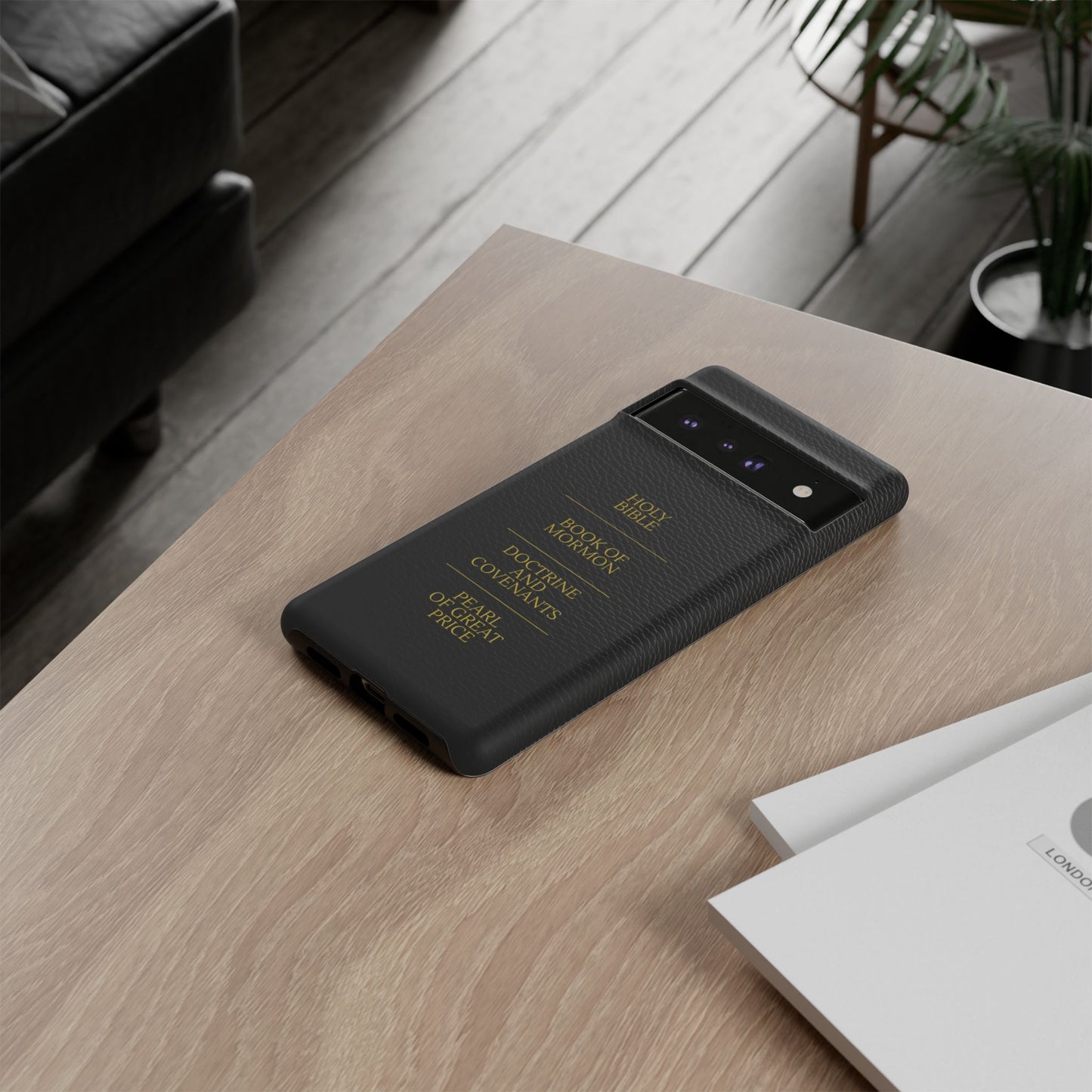 LDS Scriptures Black Leather Quad Magnetic Phone Case – iPhone, Android