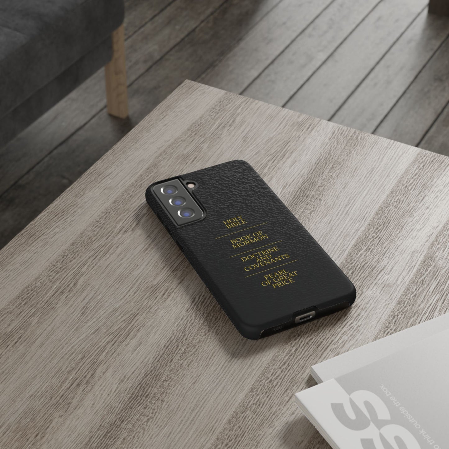 LDS Scriptures Black Leather Quad Magnetic Phone Case – iPhone, Android