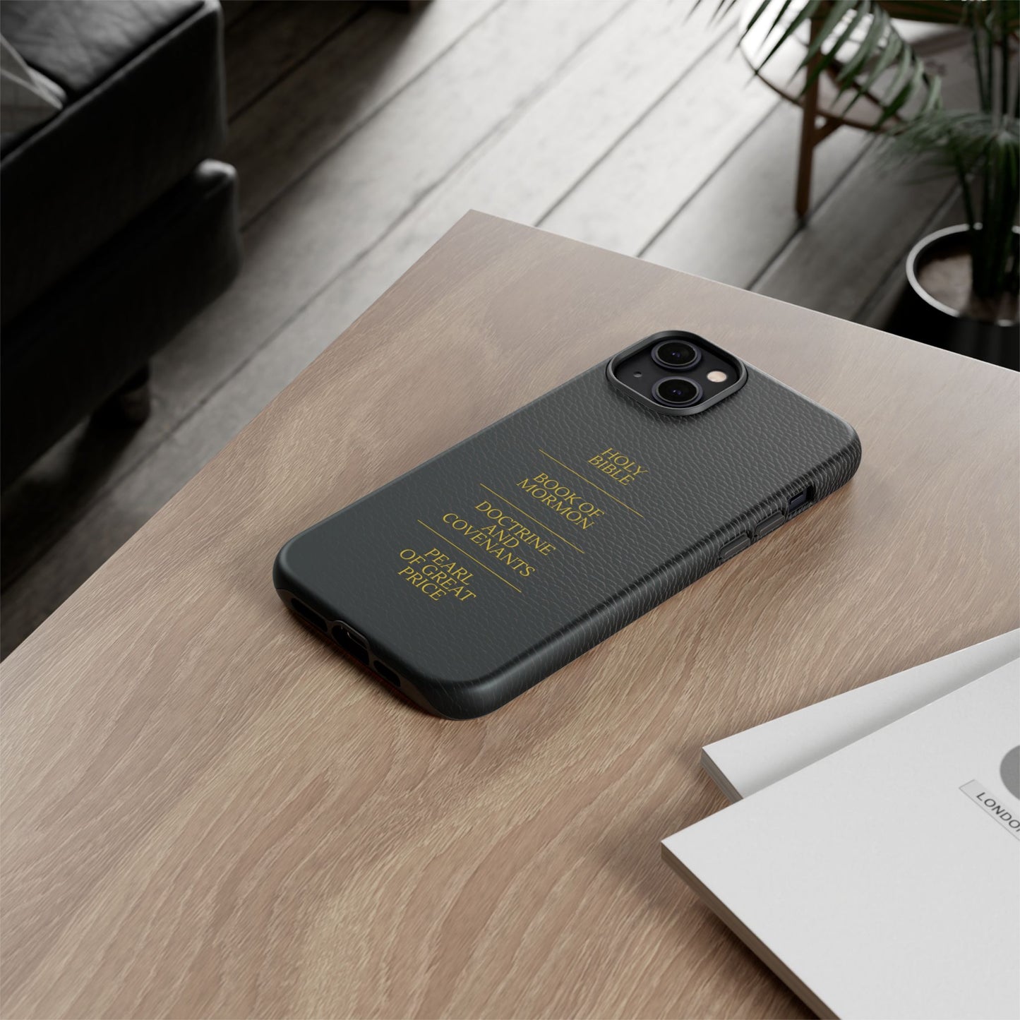 LDS Scriptures Black Leather Quad Magnetic Phone Case – iPhone, Android