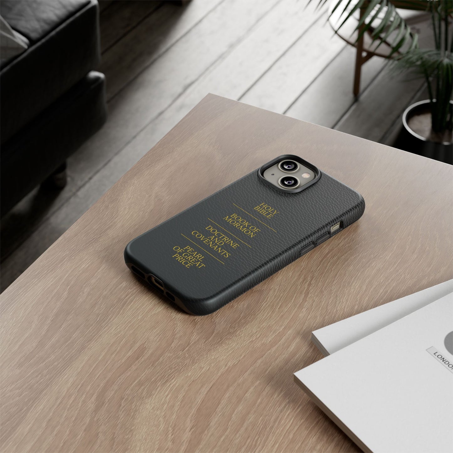 LDS Scriptures Black Leather Quad Magnetic Phone Case – iPhone, Android