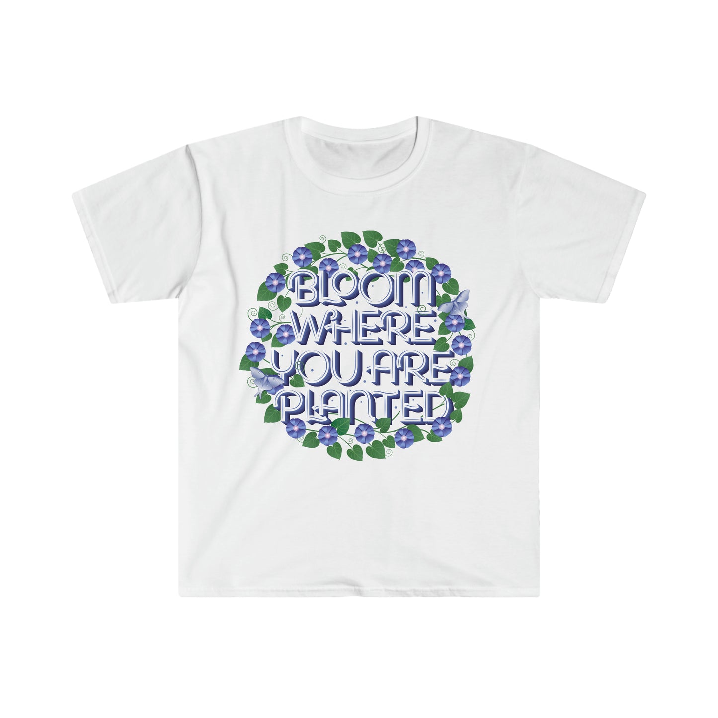 Floral Shirt With Luna Moth and Purple Morning Glories
