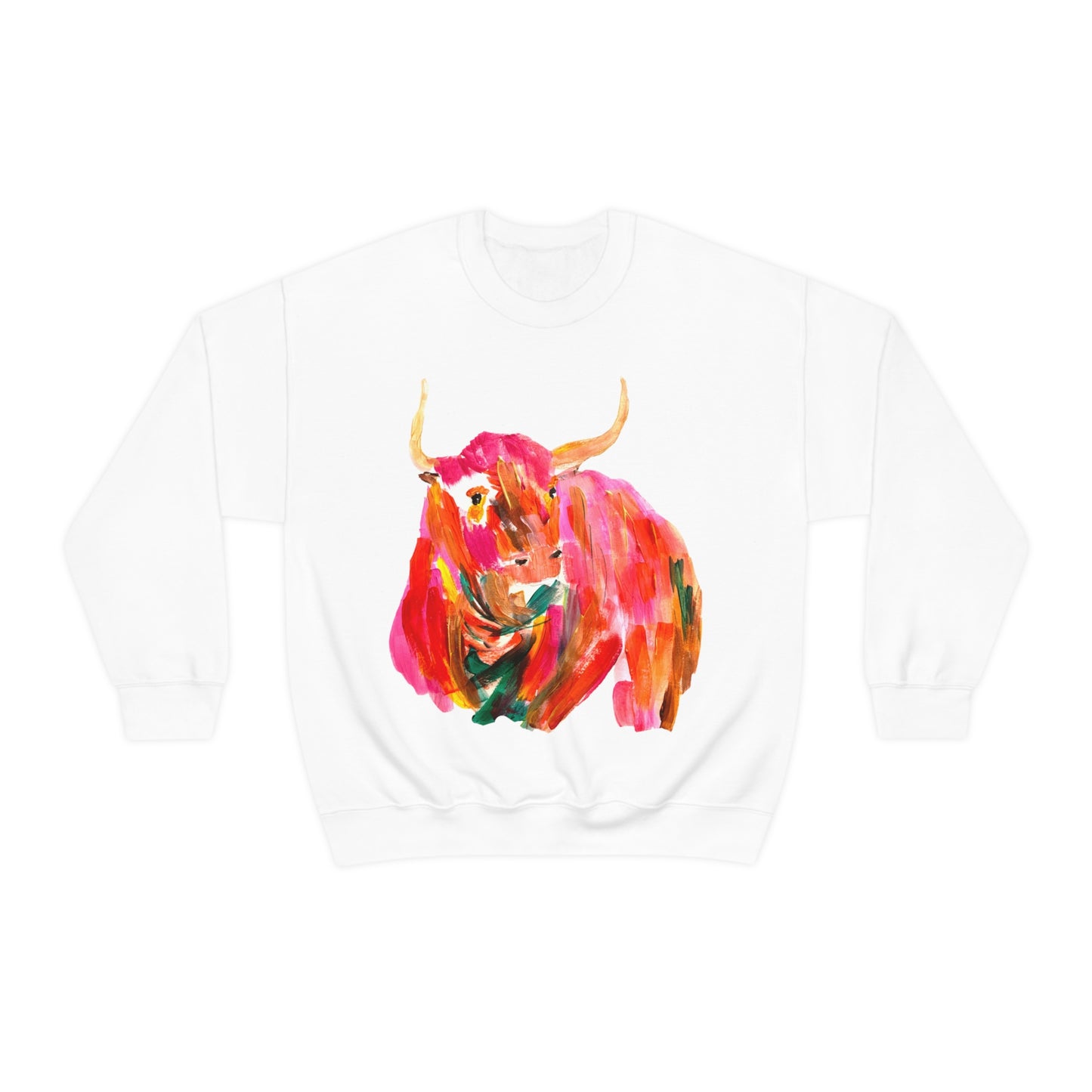 Sweatshirt - Hand Painted Red Desert Bull with Pop Color by Madness and Clarity