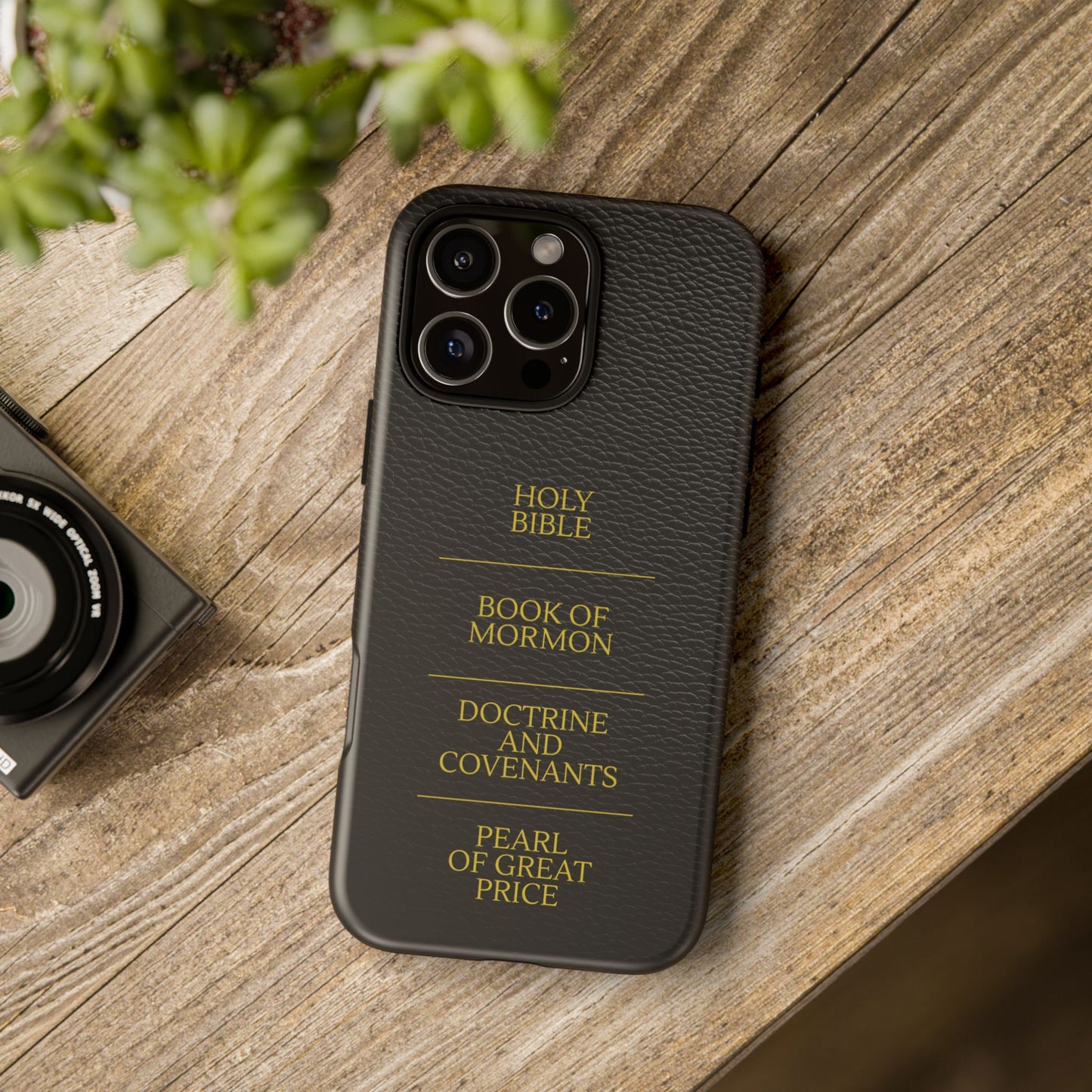 LDS Scriptures Black Leather Quad Magnetic Phone Case – iPhone, Android