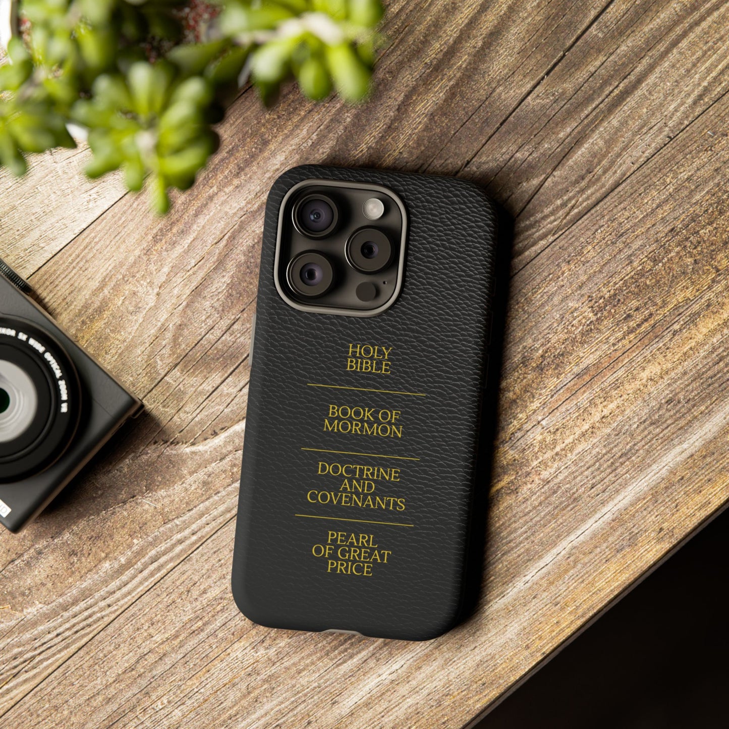 LDS Scriptures Black Leather Quad Magnetic Phone Case – iPhone, Android
