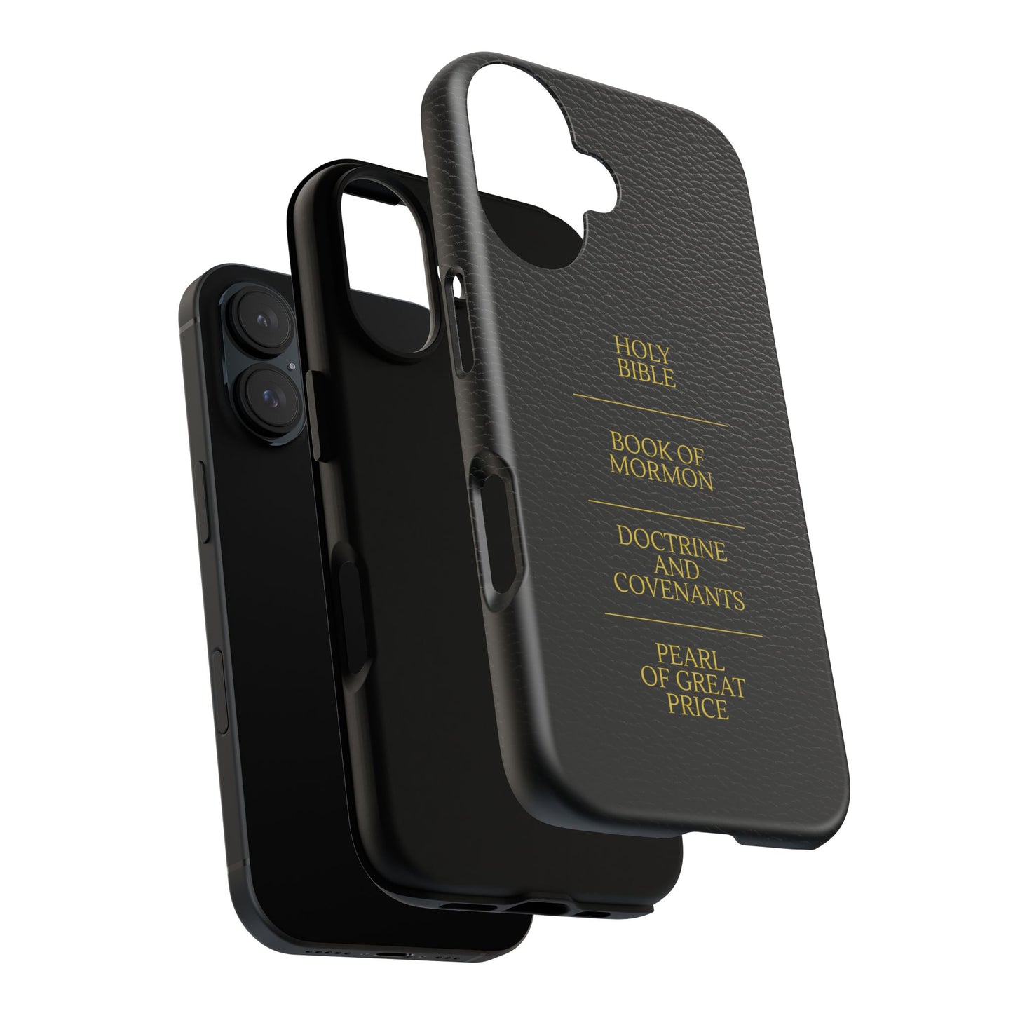 LDS Scriptures Black Leather Quad Magnetic Phone Case – iPhone, Android