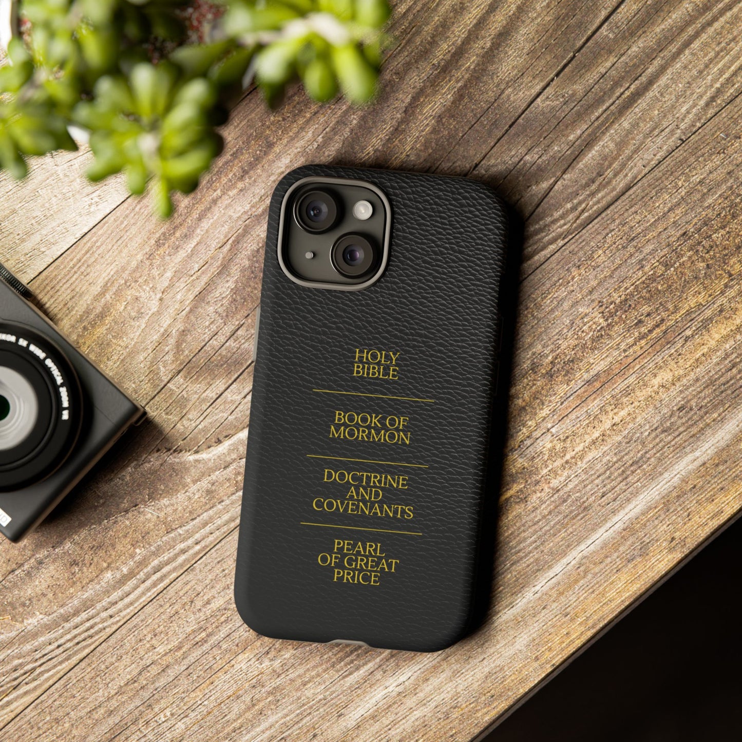 LDS Scriptures Black Leather Quad Magnetic Phone Case – iPhone, Android