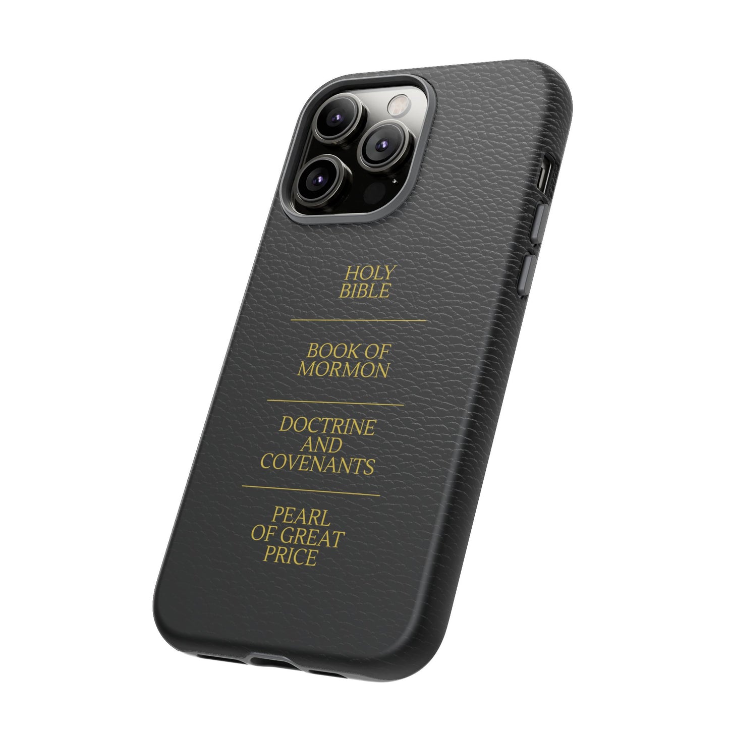 LDS Scriptures Black Leather Quad Magnetic Phone Case – iPhone, Android
