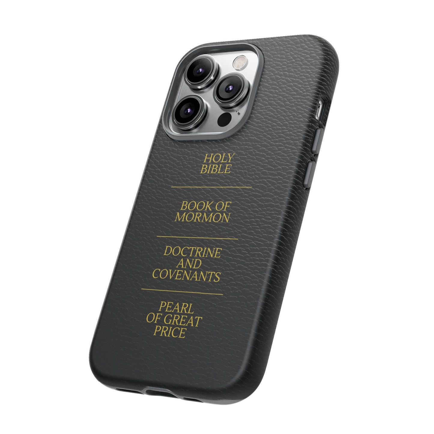 LDS Scriptures Black Leather Quad Magnetic Phone Case – iPhone, Android