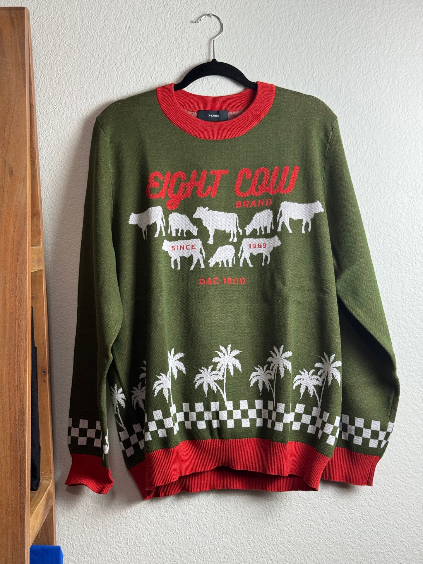 8 Cow Ugly Christmas Sweater - knitted crew neck