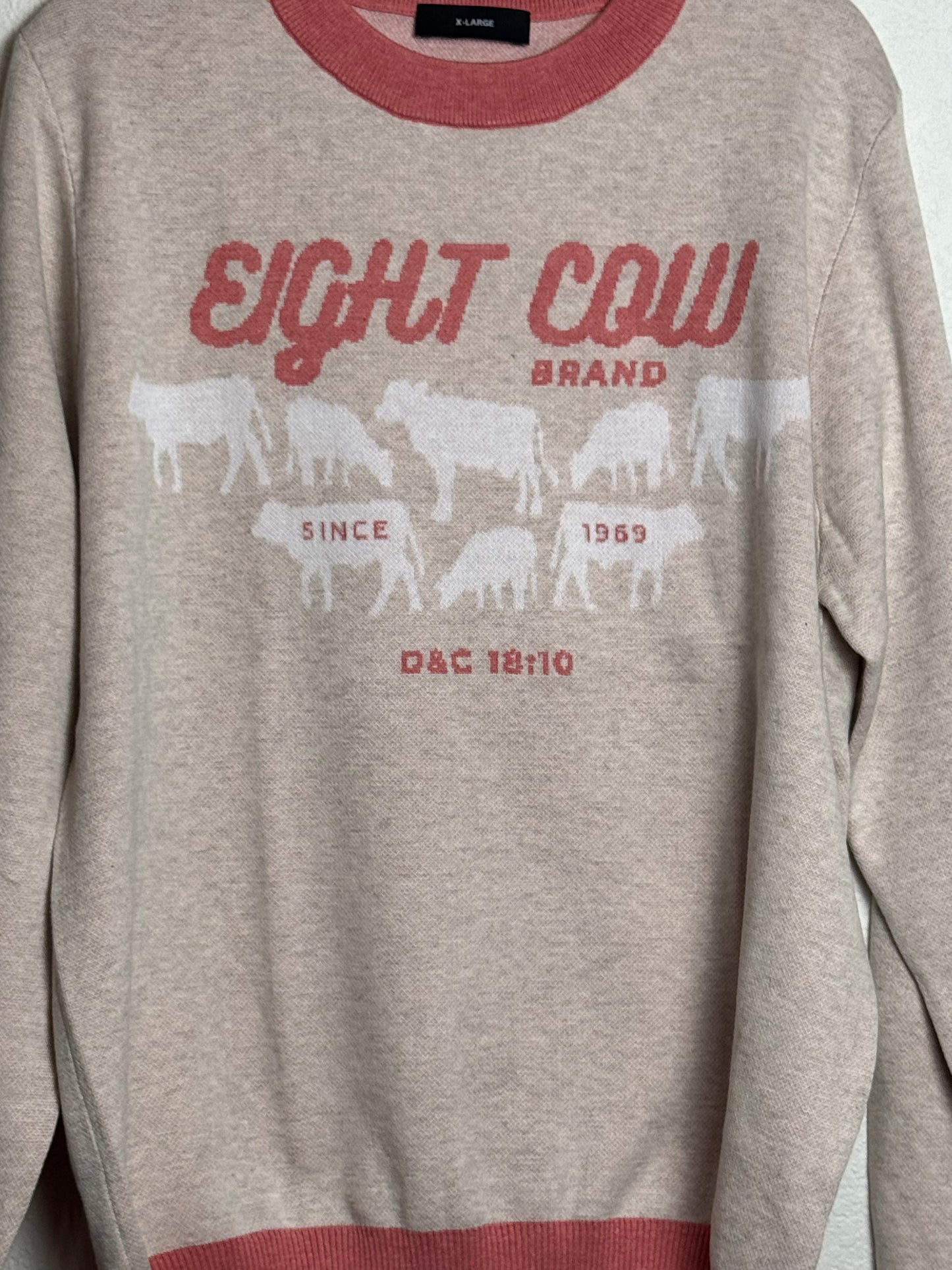 8 Cow Brand knitted crew neck sweater