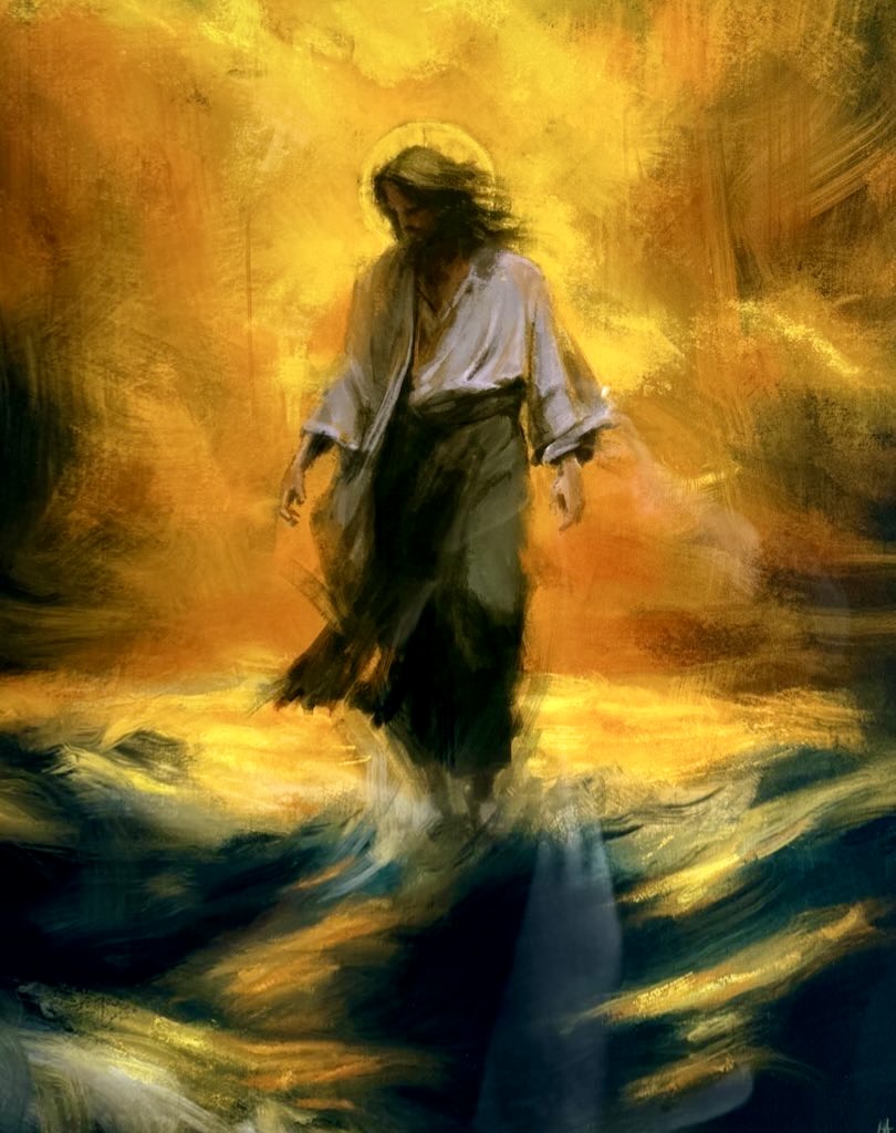 Jesus walks on the Sea of Galilee by Layne Haacke