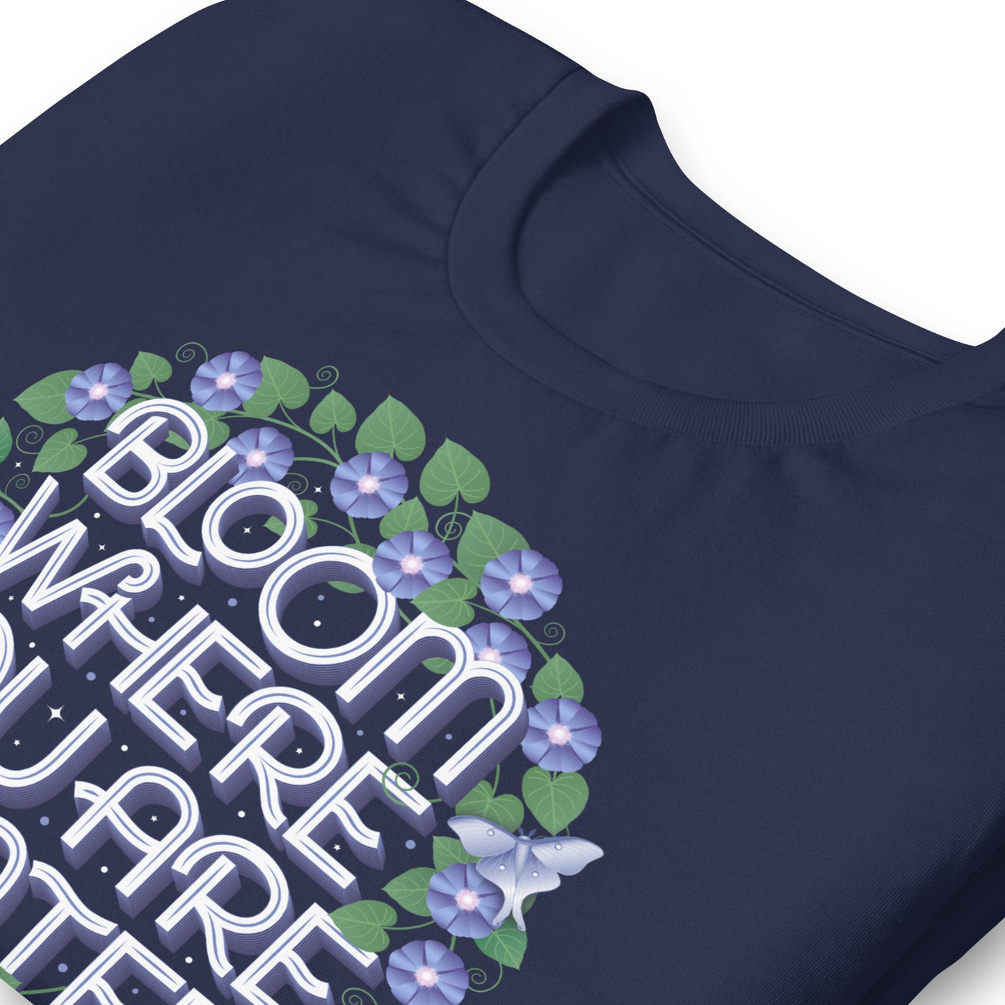 Floral Shirt With Luna Moth and Purple Morning Glories