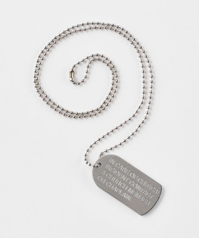 Latter-day Saint Identification Tag — reverse engraving, critical incident contact line