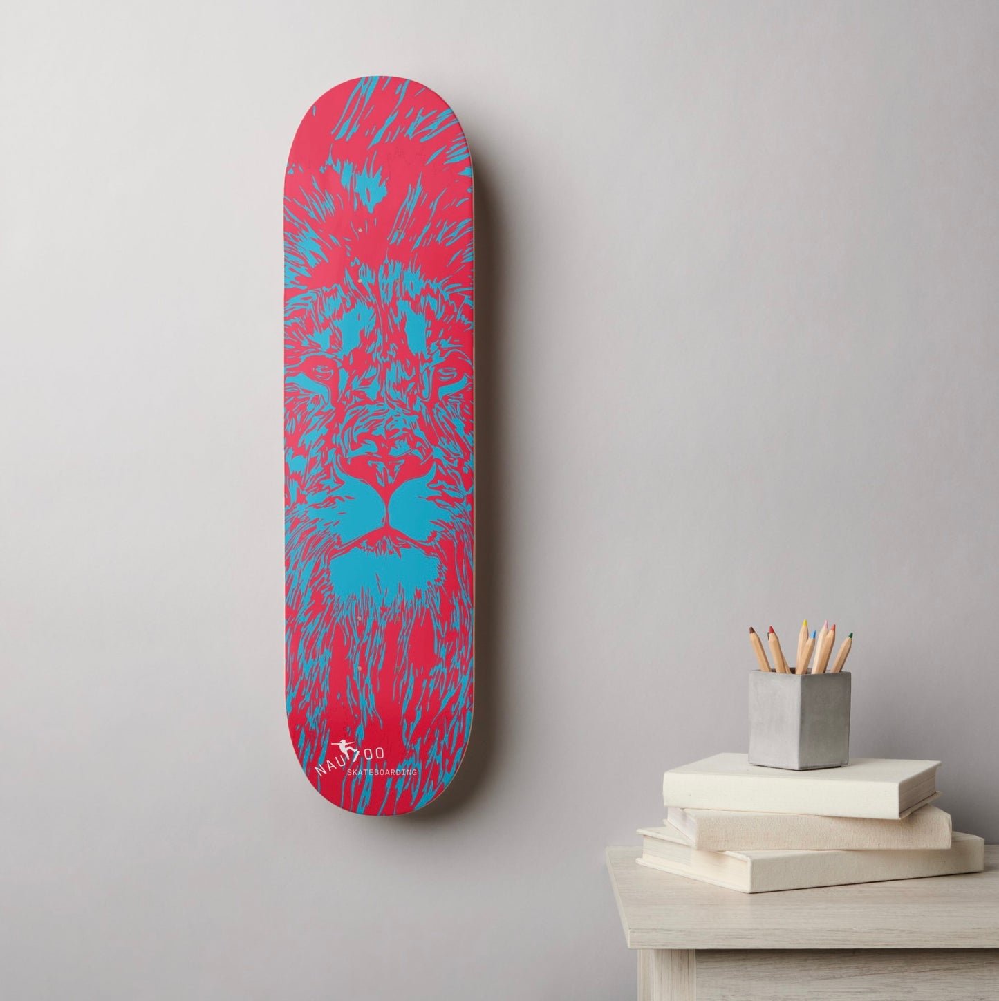 Nauvoo Skateboarding lion head deck with wall mount