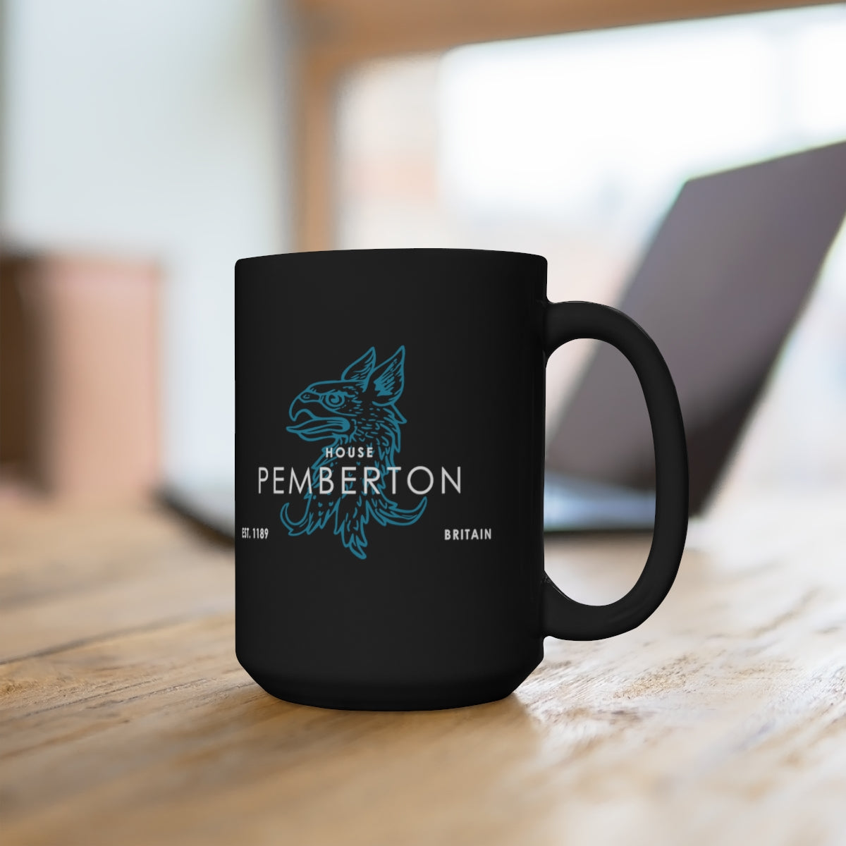 Family Name Mug - House Pemberton - Griffin Crest - Large Black 15oz Mug