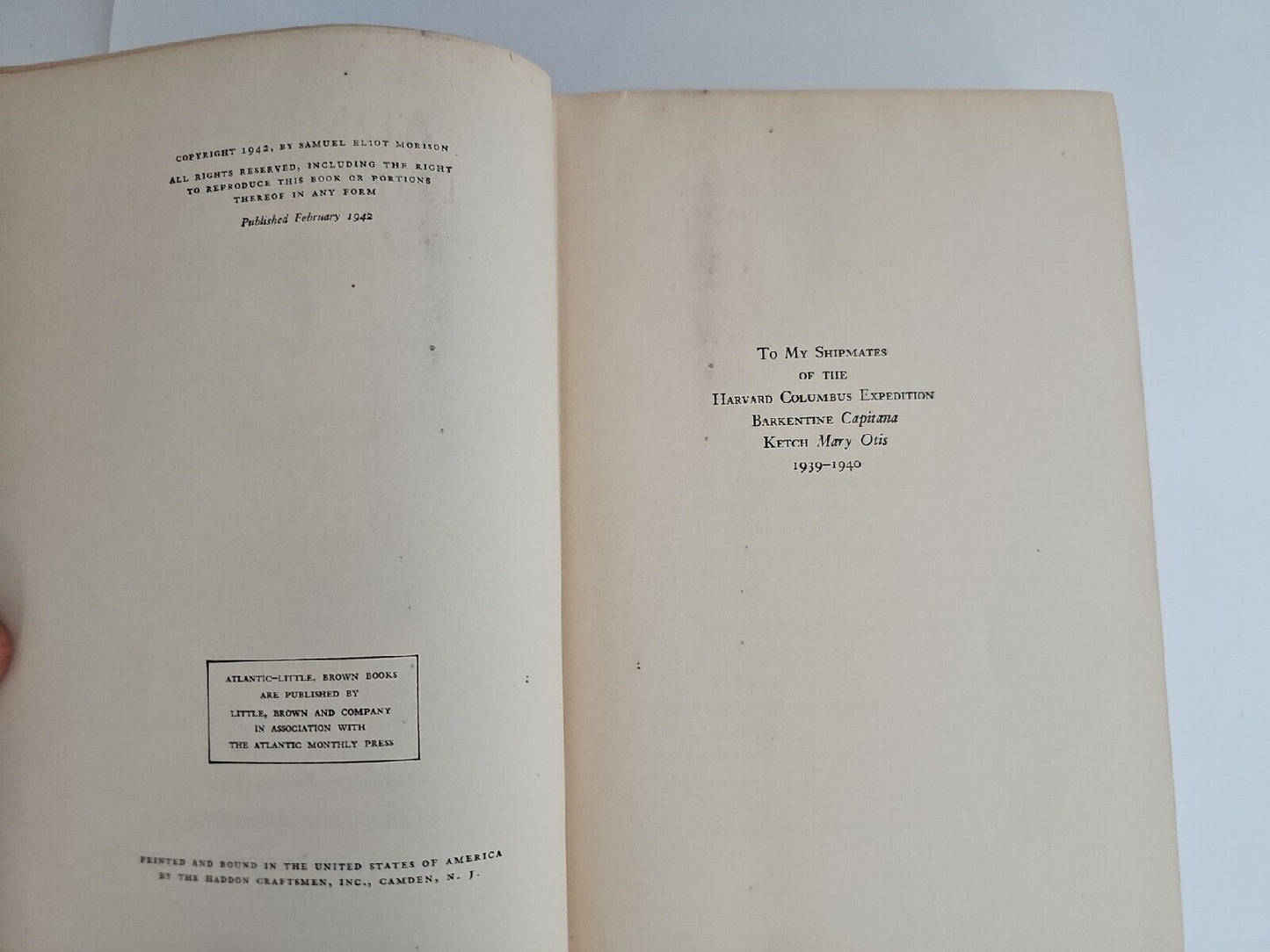 Admiral of the Ocean Sea by Samuel Eliot Morison. Hardcover First Edition 1942