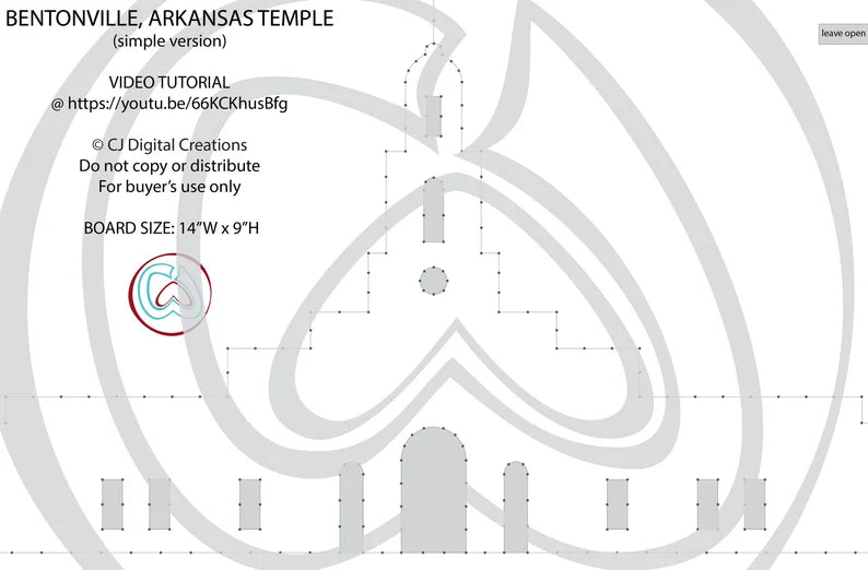 Bentonville, Arkansas LDS Temple | String Art Template | LDS String Art Pattern | Young Women Temple Craft | DIY Wedding Gift
