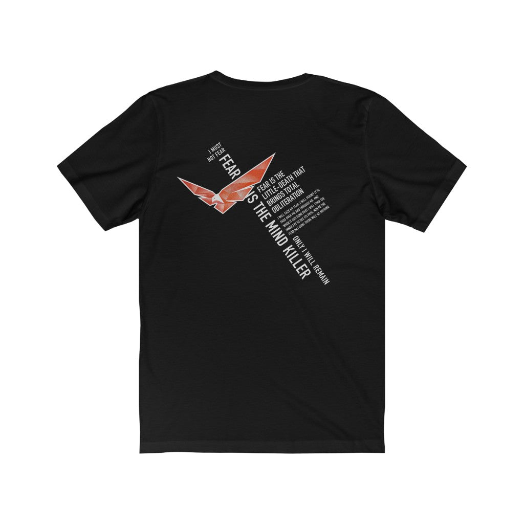 Dune Red Hawk of House Atreides with Fear Is The Mind Killer quote on back