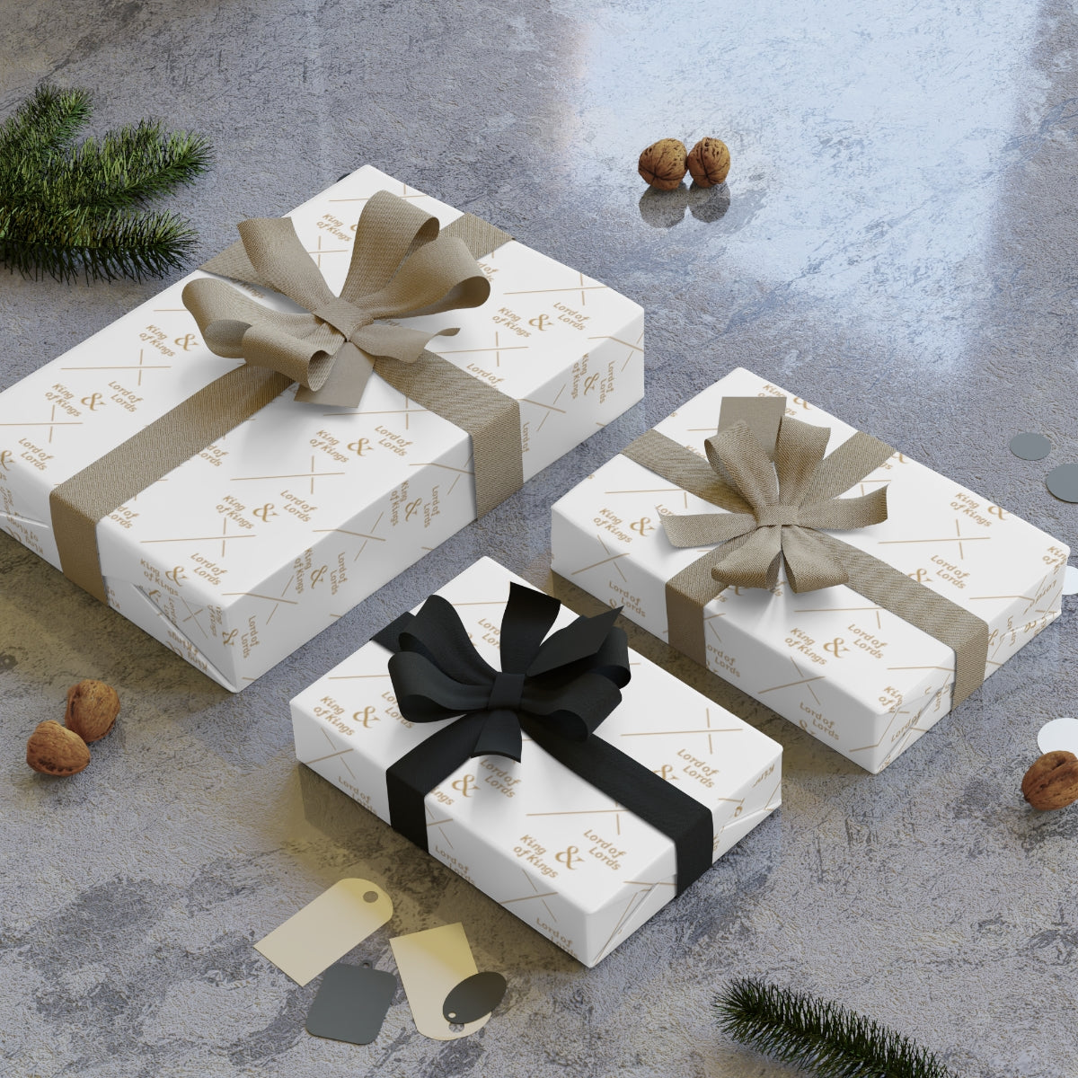 Lord of Lords Christmas Wrapping Paper - White and Gold