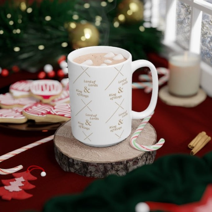 Messiah Christmas mug in white and gold
