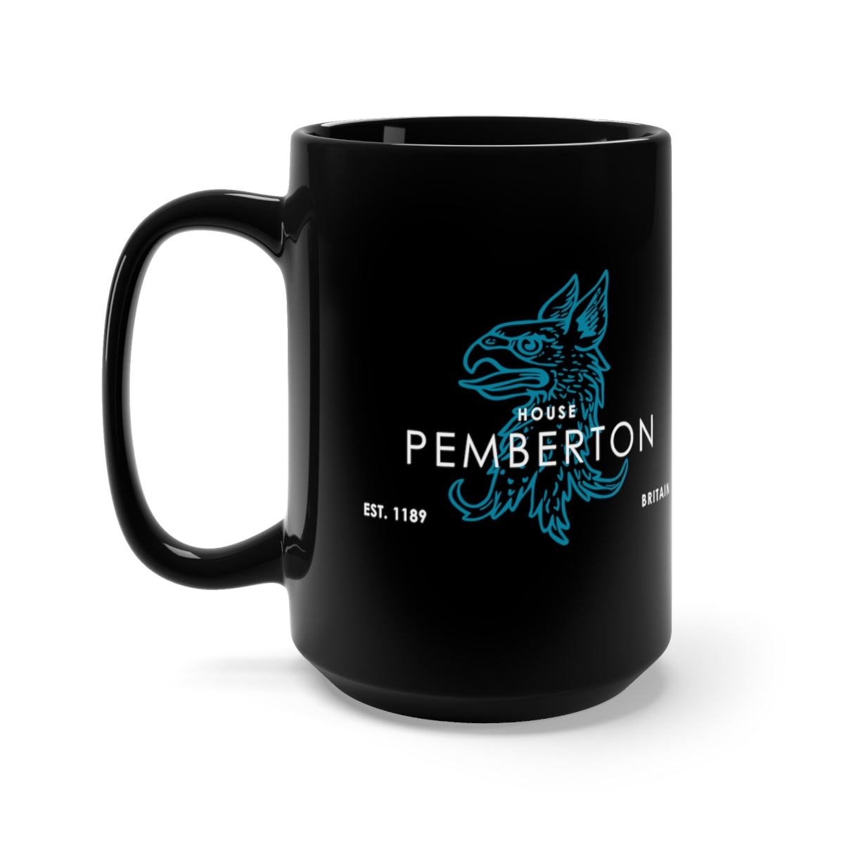 Family Name Mug - House Pemberton - Griffin Crest - Large Black 15oz Mug
