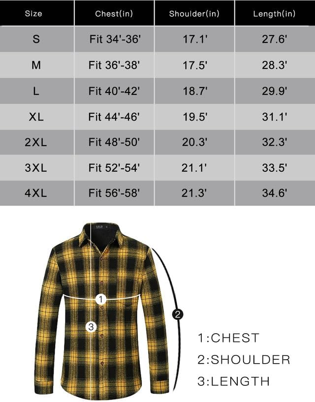 Men's Flannel Long Sleeve Button Down Plaid Shirt