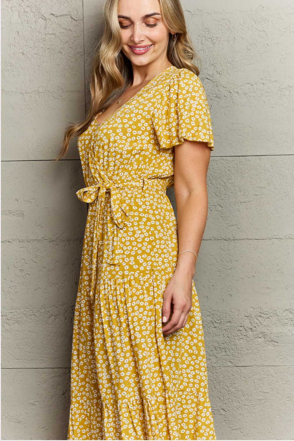 Floral Print A-Line Dress in Yellow