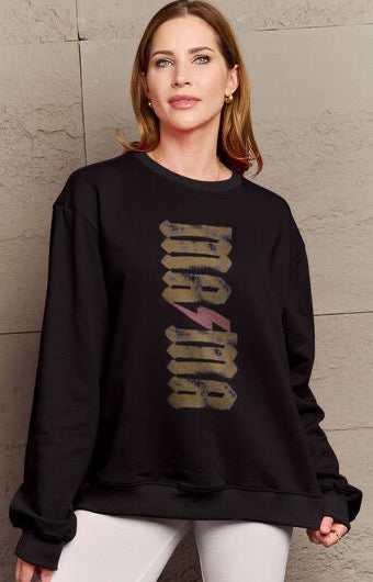 Mom Sweatshirt – Metal "Mama" Crewneck Pullover